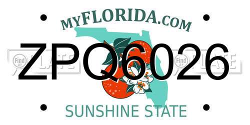 ZPQ6026 Florida License Plate