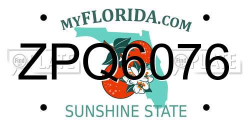 ZPQ6076 Florida License Plate