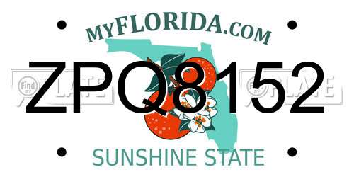 ZPQ8152 Florida License Plate