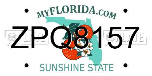 ZPQ8157 Florida License Plate
