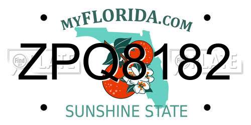 ZPQ8182 Florida License Plate
