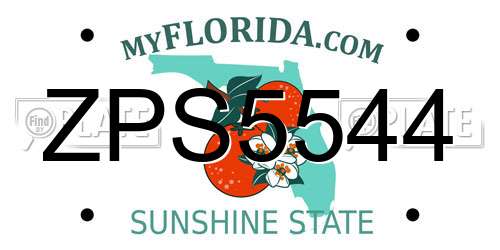 ZPS5544 Florida License Plate