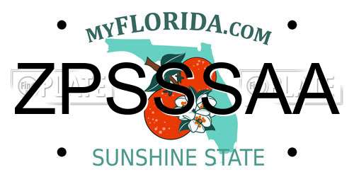 ZPSSSAA Florida License Plate