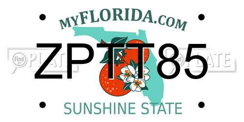 ZPTT85 Florida License Plate