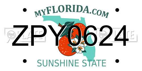 ZPY0624 Florida License Plate