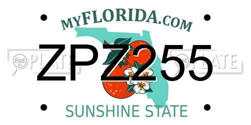 ZPZ255 Florida License Plate