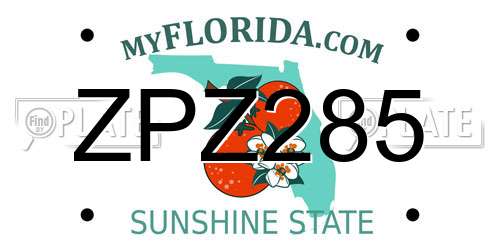 ZPZ285 Florida License Plate