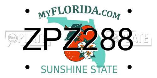 ZPZ288 Florida License Plate