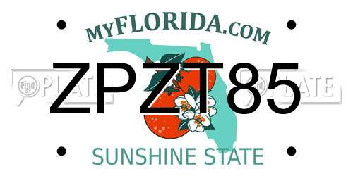 ZPZT85 Florida License Plate