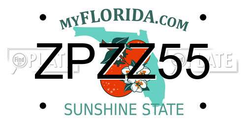 ZPZZ55 Florida License Plate