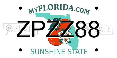 ZPZZ88 Florida License Plate