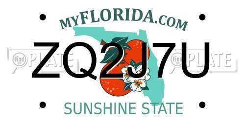 ZQ2J7U Florida License Plate