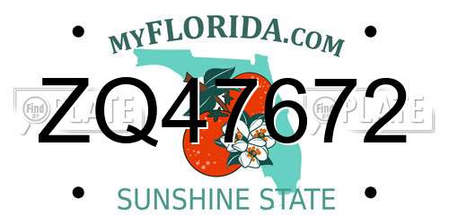 ZQ47672 Florida License Plate