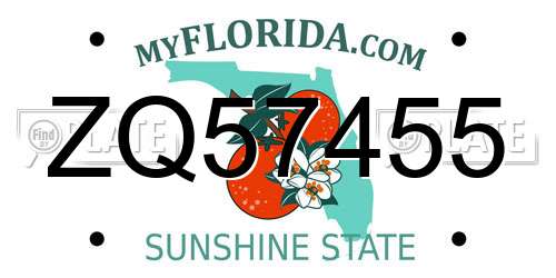 ZQ57455 Florida License Plate