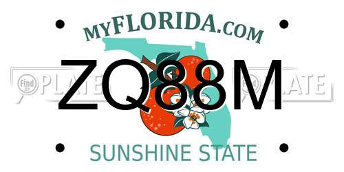 ZQ88M Florida License Plate