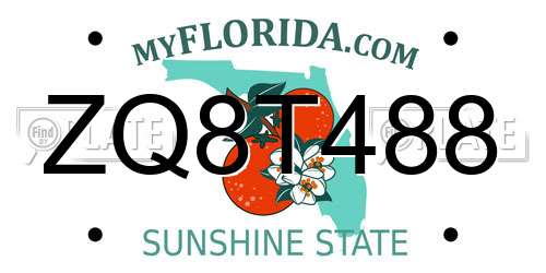 ZQ8T488 Florida License Plate