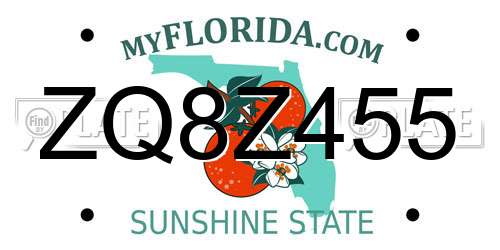 ZQ8Z455 Florida License Plate