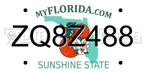 ZQ8Z488 Florida License Plate