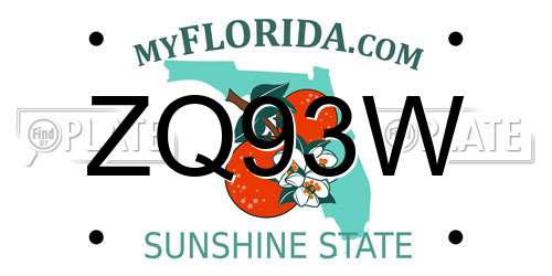 ZQ93W Florida License Plate