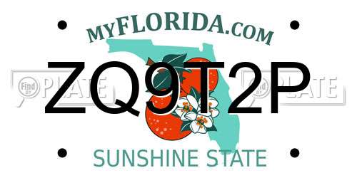ZQ9T2P Florida License Plate