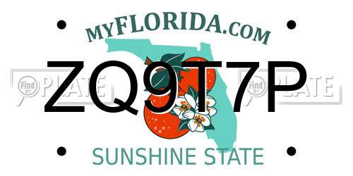 ZQ9T7P Florida License Plate