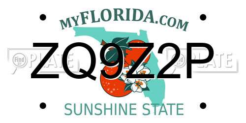 ZQ9Z2P Florida License Plate