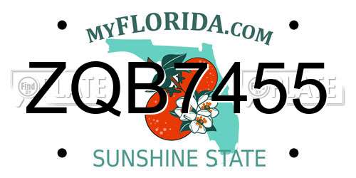 ZQB7455 Florida License Plate