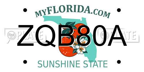 ZQB80A Florida License Plate