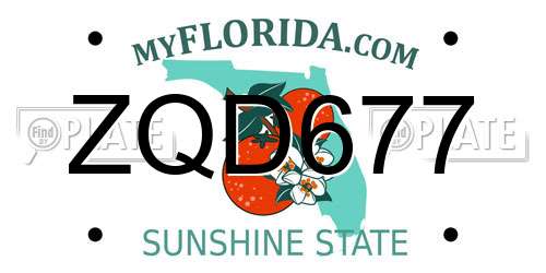 ZQD677 Florida License Plate