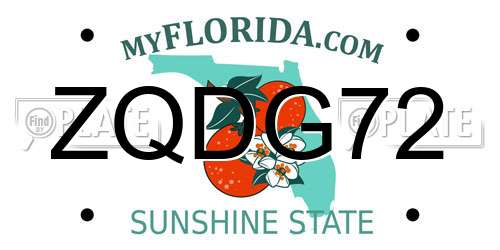 ZQDG72 Florida License Plate