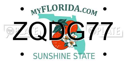 ZQDG77 Florida License Plate