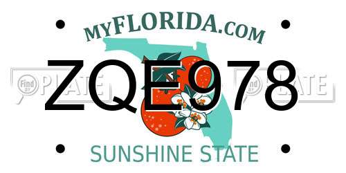 ZQE978 Florida License Plate