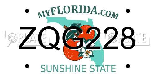 ZQG228 Florida License Plate