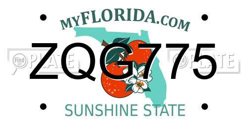ZQG775 Florida License Plate