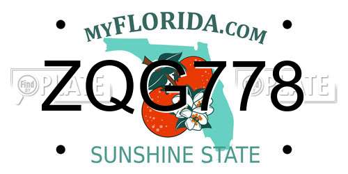ZQG778 Florida License Plate