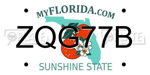 ZQG77B Florida License Plate