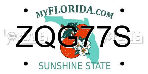 ZQG77S Florida License Plate