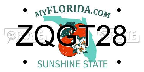 ZQGT28 Florida License Plate