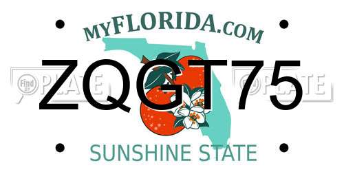 ZQGT75 Florida License Plate