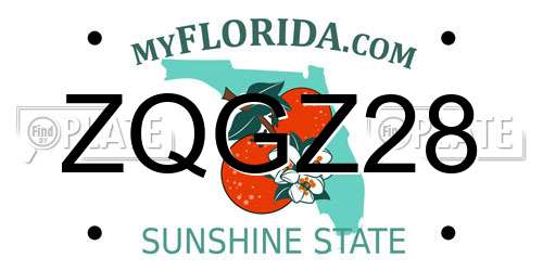 ZQGZ28 Florida License Plate