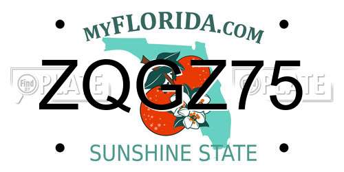 ZQGZ75 Florida License Plate