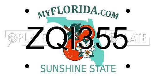 ZQI355 Florida License Plate