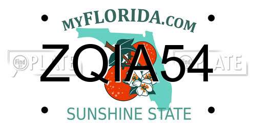 ZQIA54 Florida License Plate