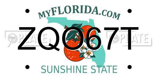 ZQO67T Florida License Plate