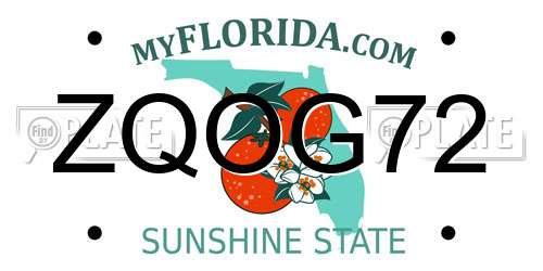 ZQOG72 Florida License Plate