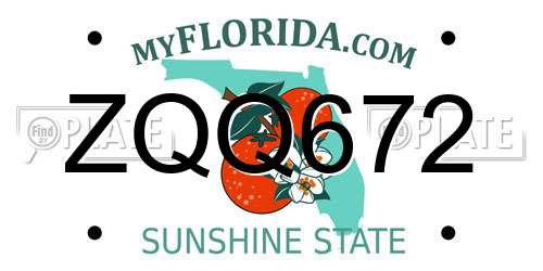 ZQQ672 Florida License Plate