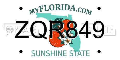 ZQR849 Florida License Plate