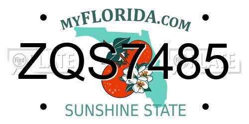 ZQS7485 Florida License Plate