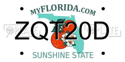 ZQT20D Florida License Plate