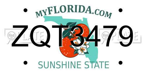 ZQT3479 Florida License Plate